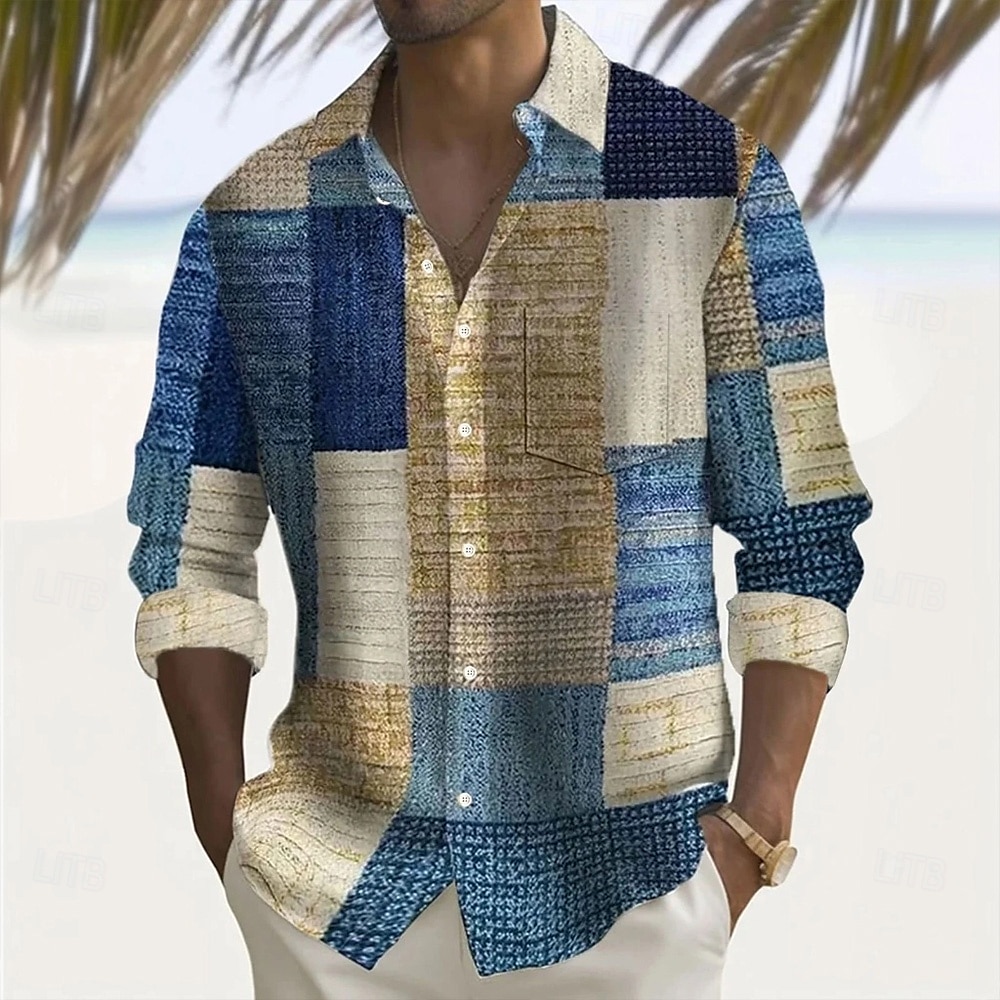 Per uomo Geometrico Blocco di colori Patchwork Camicia Camicia con Bottoni Manica Lunga Moda Casual All'aperto Quotidiano Abbigliamento casual alla moda Primavera Autunno Collo ripiegato Stampa 3D del 2025 a $25.99 –P1