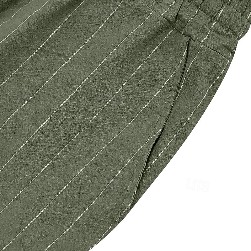 Voor heren Korte broek Linnen korte broek Zomer korte broeken Strandshorts Trekkoord Zak Elastische taille Gestreept Comfort Ademend Korte Strand Vakantie Feestdagen Hawaii Boho Zwart Marineblauw 2026 - $20.99 –P12