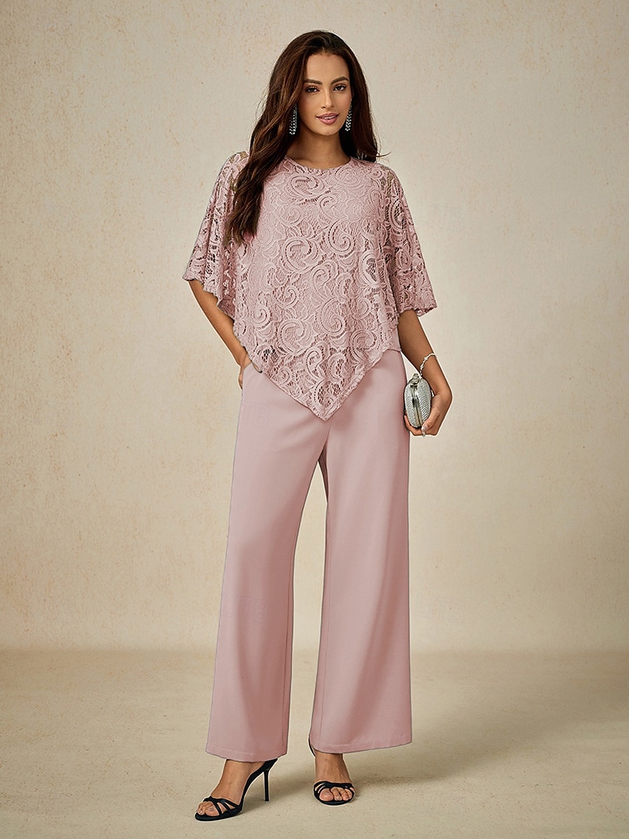 Damen Bluse Elegante Oberteile Einfach Elegant Halbarm Rundhalsausschnitt Normale Oberteile Hochzeitsgast Täglich Spitze Patchwork Geschichtet Erröten Sie Rosa Sommer Frühling 2025 - $49.99 –P4