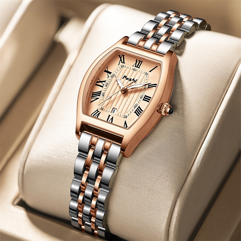 Orologio da donna alla moda con quadrante a botte di vino orologio al quarzo con numeri romani cinturino impermeabile PX7 calendario cinturino in acciaio inossidabile miglior scelta per i regali per del 2026 a $25.99 –P1