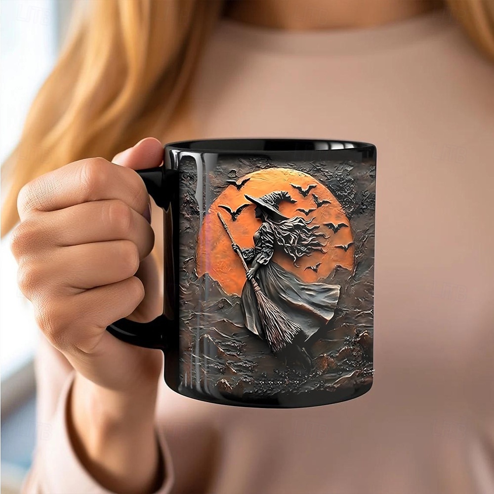 Halloweenský dárkový hrnek, keramický hrnek na kávu s čarodějnickou tématikou 330 ml/12 oz, strašidelný halloweenský hrnek pro ženy, přátele, milovníky wiccanské inspirace, vánoční dekorace nebo dárek 2025 - $12.99 –P6