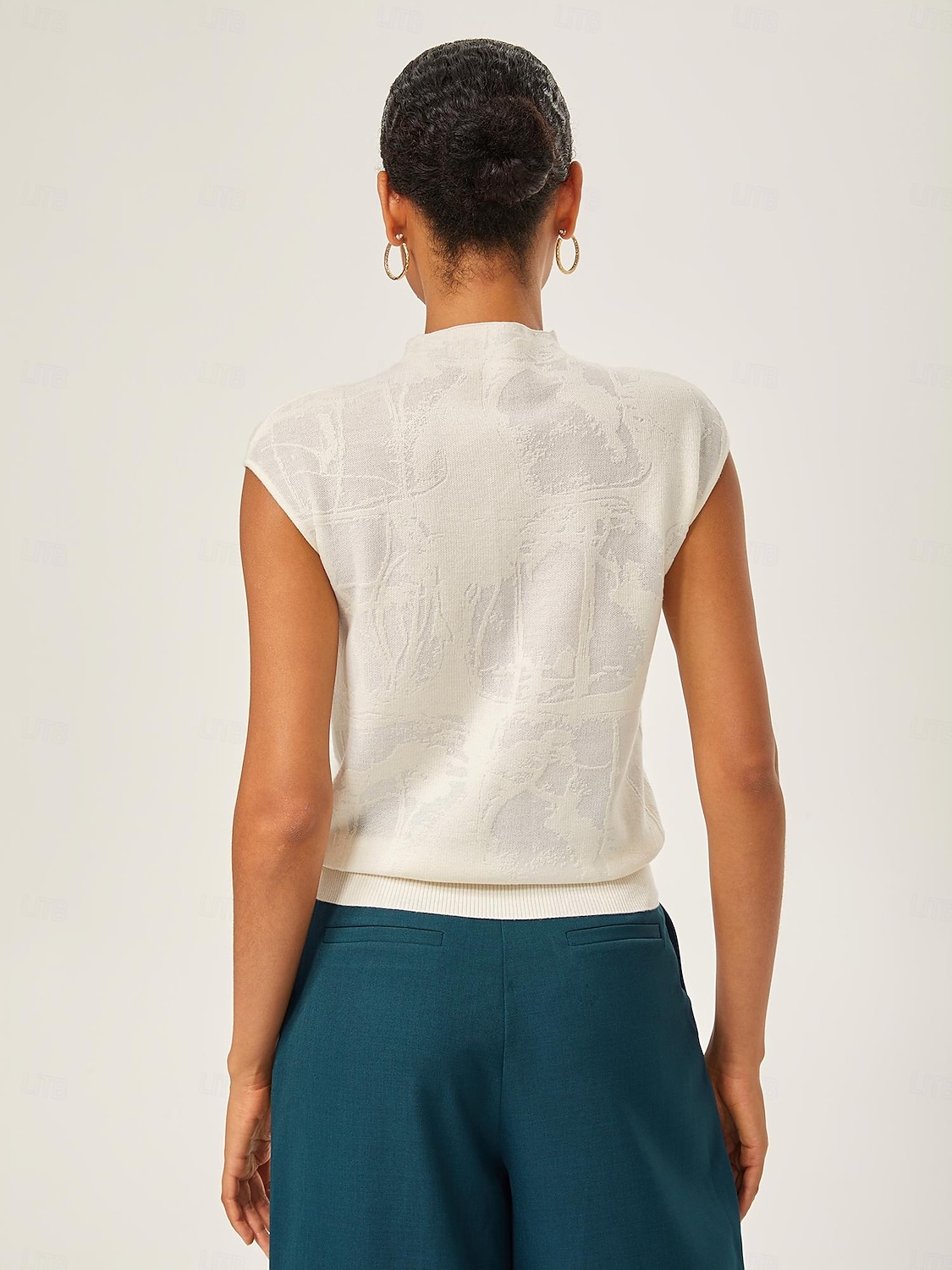 pantaloni dritti aderenti in misto lana verde lago del 2025 a $72.99 –P8