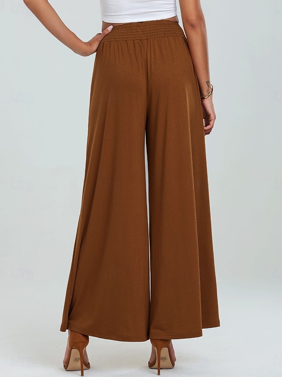 Per donna Gamba larga Chinos Vacanza Moda Streetwear Lunghezza intera Vita Alta Semplice Tasca Fascia Elastica Comodo Morbido Confortevole Micro-elastico All'aperto Streetwear Nero Fucsia Marrone del 2025 a $26.99 –P8