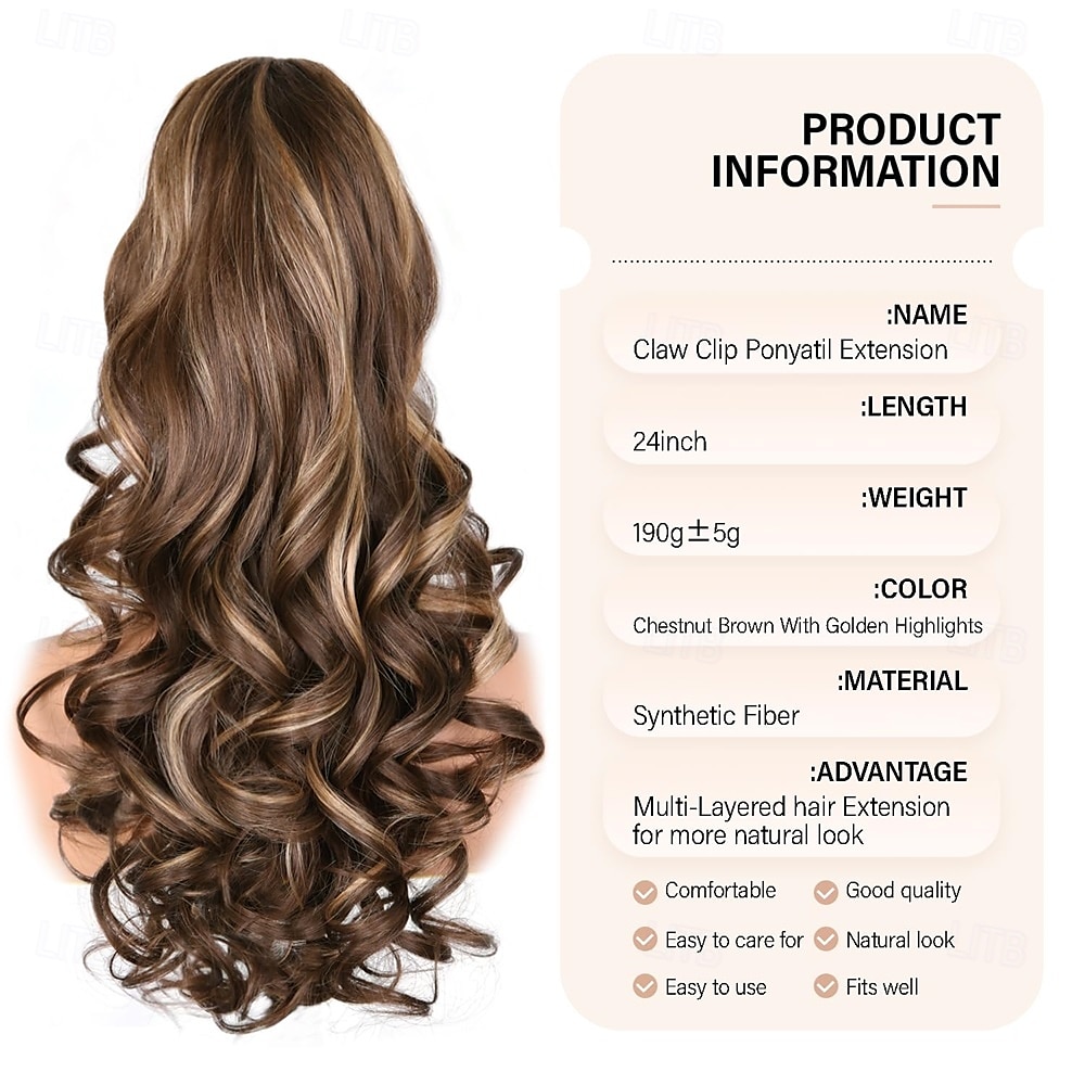 24 Inch Ponytail Extension Clip on Ponytails for Women Long Curly Wavy Ponytail Extensions for Women Synthetic Layered Pony Tails Hair Extensions 2025 - $19.49 –P3