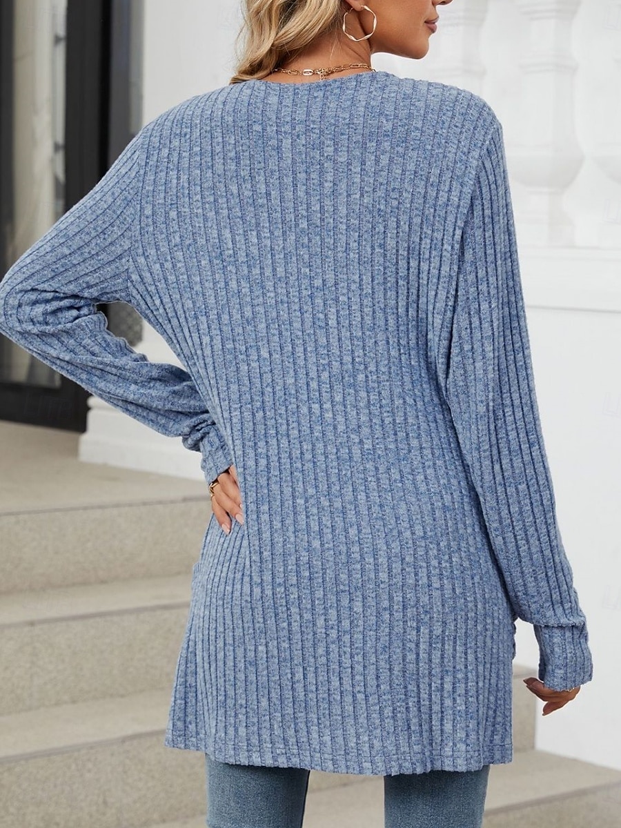 Femmes Pull Cardigan Élégant Mode Streetwear Couleur Unie Ouvert devant Avec Poches Tricoté manche longue Hauts Réguliers Tricoter Extérieur Quotidien Week-end Rose Claire Bleu Automne Hiver de 2025 ? $23.99 –P5