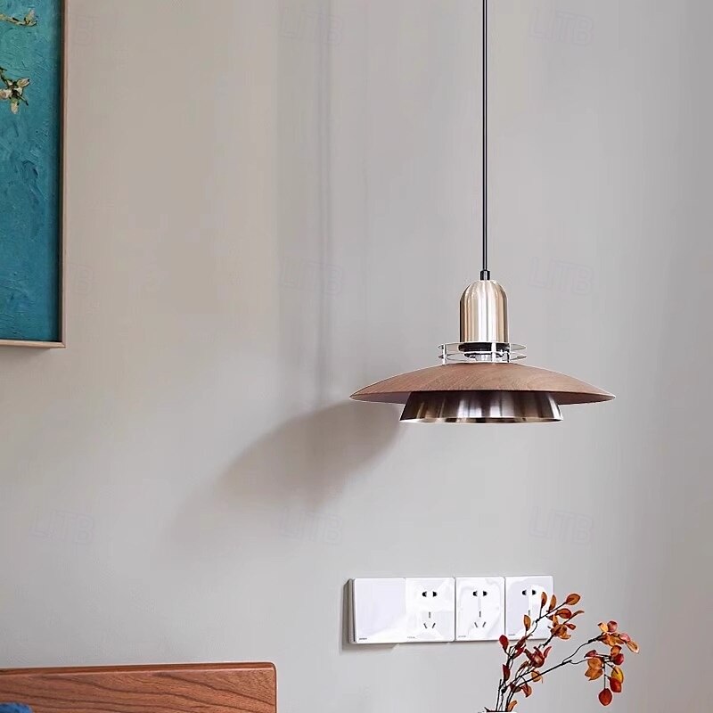retro middelaldermetall &UFO-pendellampe i tre, mid-century, til spisestue/soverom 2025 - $172.99 –P4