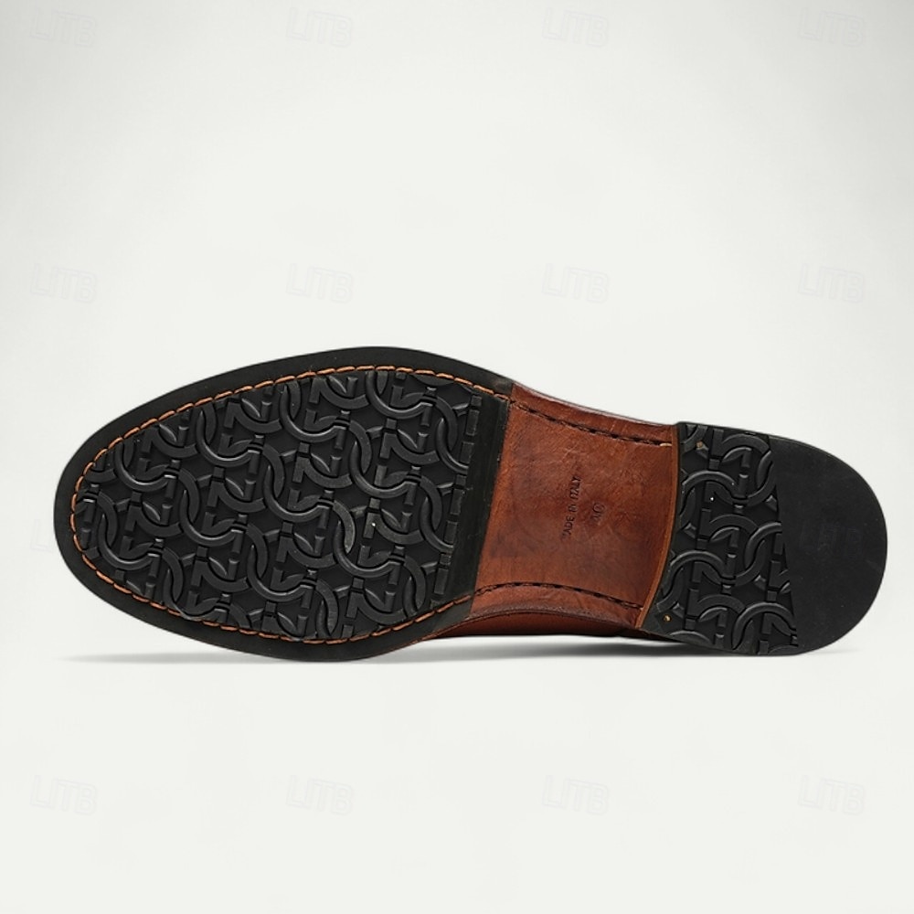 Herren Elegante Schuhe Spaziergang Leder Italienisches Vollnarbenleder Bequem Rutschfest Schnürung Schwarz Braun Kaffee 2025 - $229.99 –P7