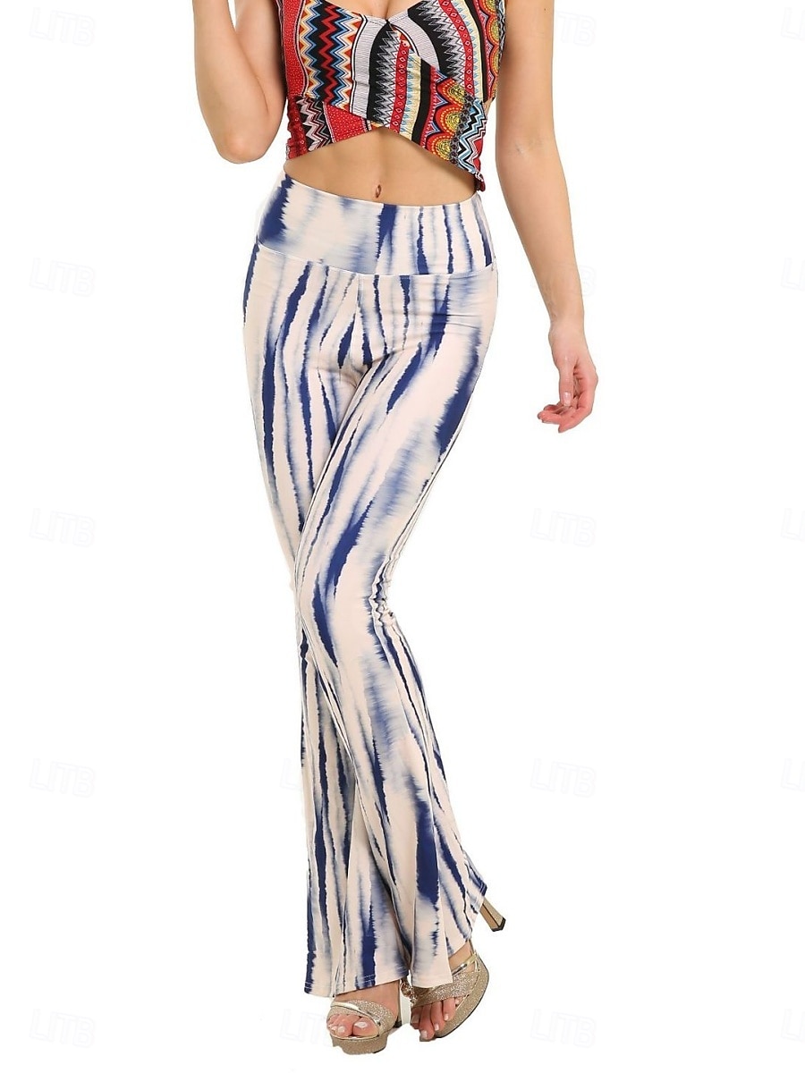 Femmes Leggings ancien Style Ethnique Longueur complète Taille haute Teinture par nouage Impression Confortable Doux Micro-Élastique Extérieur Rue Bleu marine Noir Blanche Bleu Été Printemps Automne de 2025 ? $19.99 –P6
