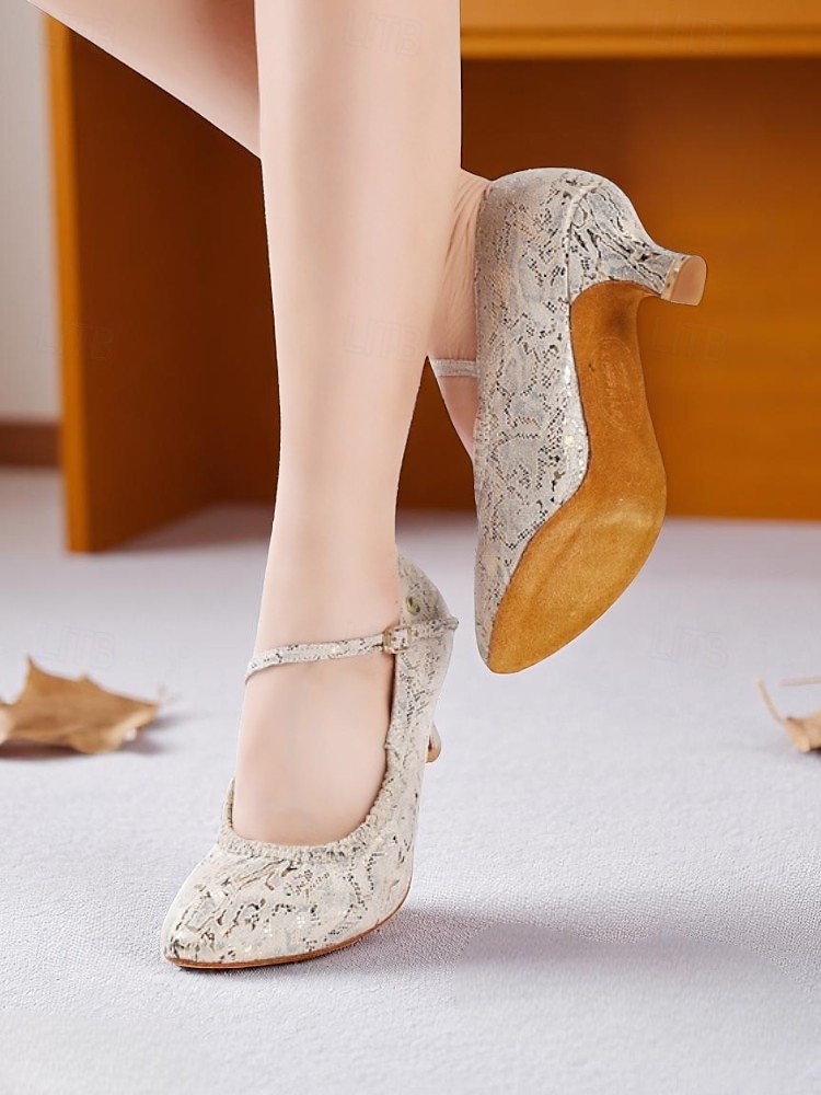 Women's Professional Snake Print Dance Shoes with Adjustable Ankle Strap and Mid Heel for Ballroom and Latin Dance 2025 - $54.99 –P1