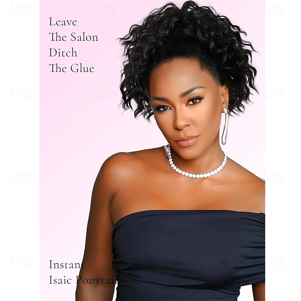 Ponytail Extension 8 Inch Short Wavy Curly Ponytails Drawstring Ponytail for Black Women Jet Black Pony Tails Hair Extensions Synthetic Hairpiece for Daily Use 2025 - $19.49 –P4