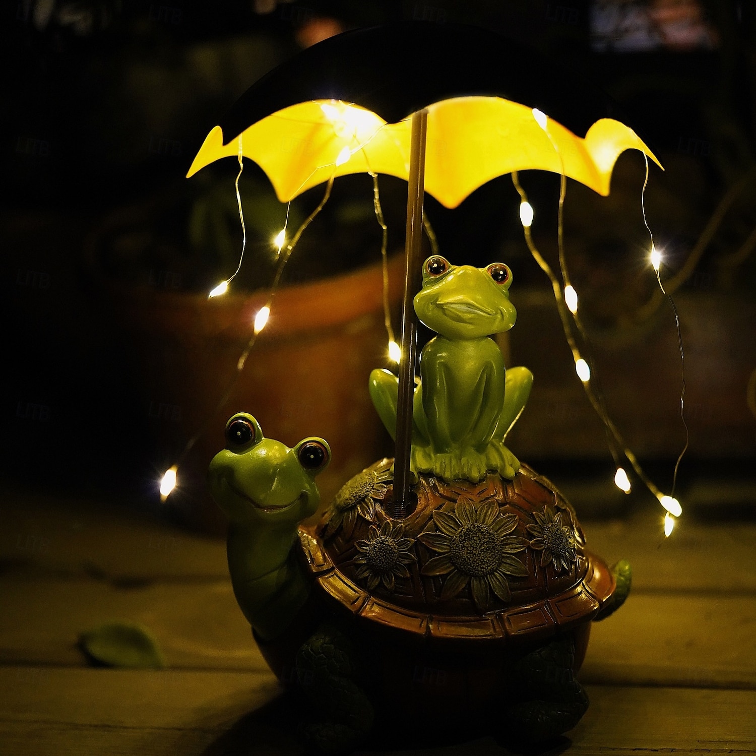 1 lámpara decorativa de resina con forma de tortuga solar impermeable para exteriores, con forma de rana y paraguas, para patio, jardín, parque, césped, sendero, luces de observación paisajísticas. 2026 - $26.99 –P10