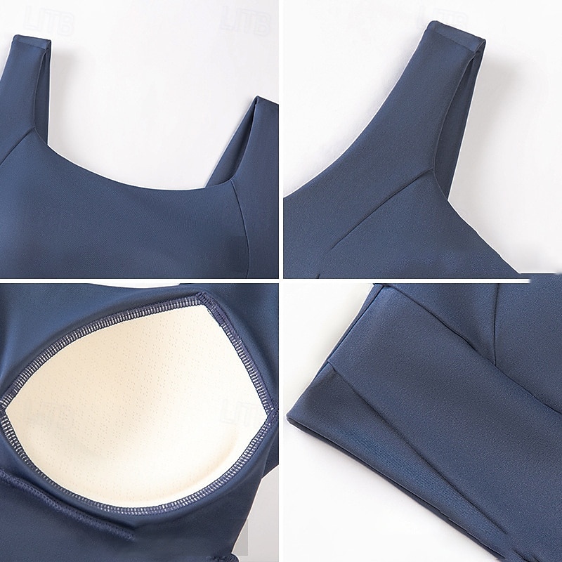 Women's Yoga Bra Sports Bra Pilates Bra Bra Top Push Up Seamless Anti-vibration Wireless Solid / Plain Color Sport Activewear Watermelon Red Black Gym Zumba Running 2025 - $13.99 –P3