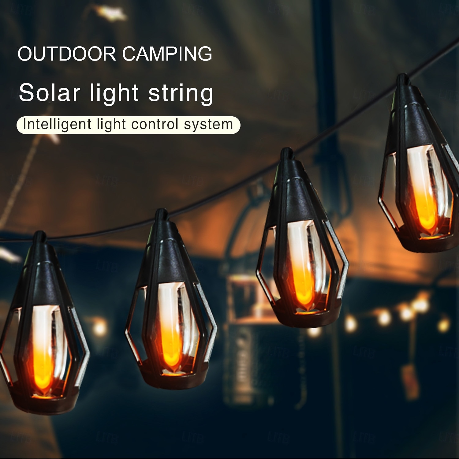 1 Pc 15 Leds Outdoor Waterproof Solar Flashing Flame Lantern String Garden Courtyard Camping Christmas Halloween Wedding Atmosphere Decoration Lighting 2025 - $47.99 –P19