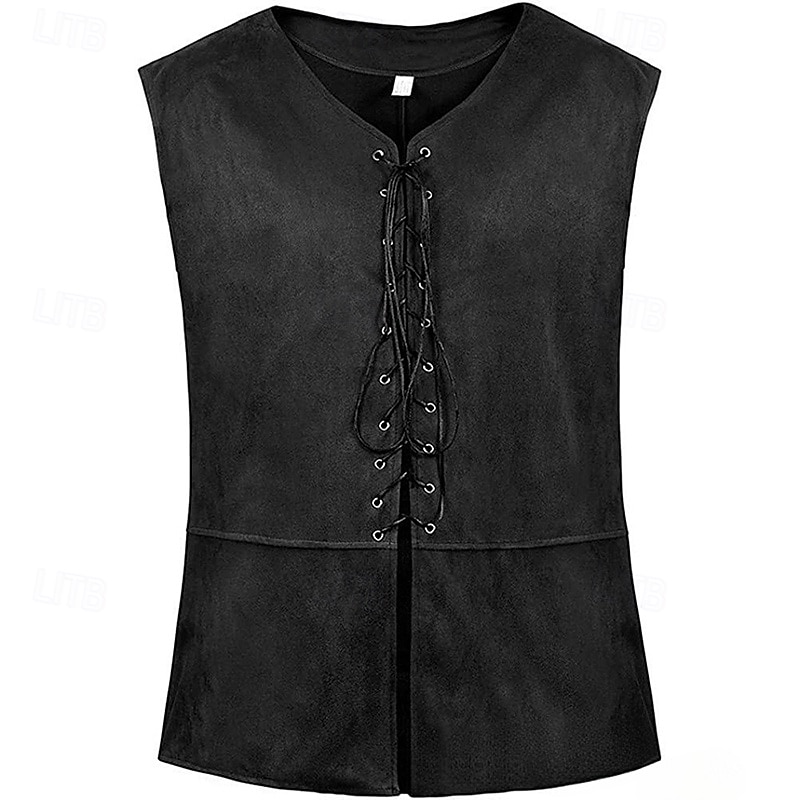 Herren Weste aus Wildlederimitat Weste Gilet Outdoor Täglich Vintage Frühling Herbst Schnürung Polyester Bequem Einfach V Ausschnitt Normale Passform Dunkelbraun Schwarz Wein Marineblau Weste 2025 - $19.49 –P4