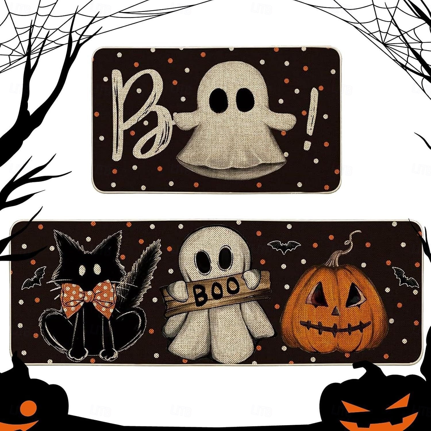 halloweeni konyhaszőnyegek, 2 db konyhaszőnyeg, párnázott, fáradtsággátló konyhaszőnyegek padlóra, csúszásmentes álló asztali szőnyeg, vízálló konyhaszőnyeg-készlet konyhába, padlóra, irodába 2025 - $3.49 –P8