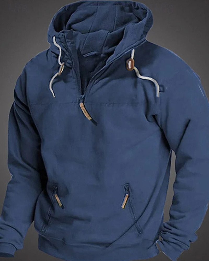 Homens Moletom Quarter Zipper Hoodie Preto Verde Tropa Azul Marinha Camelo Com Capuz Tecido Zíper Bolsos Desportos e Ar livre Diário Feriado Poliéster Roupa de rua Básico Casual Primavera Outono Roupa de 2026 por $28.99 –P1