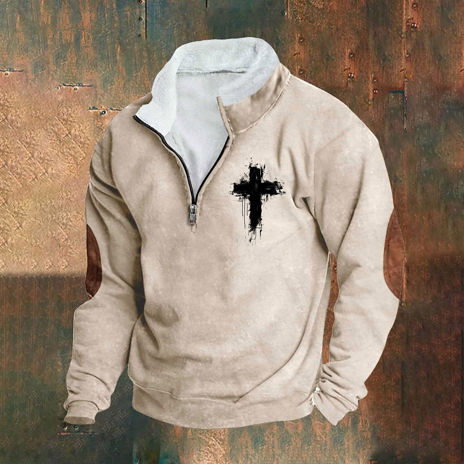 Herren Sweatshirt Viertelreißverschluss Sweatshirt Schwarz Weiß Wein Armeegrün Königsblau Halber Reißverschluss Farbblock Kreuz Halber Reißverschluss Druck Sport & Outdoor Täglich Ferien Polyester 2025 - $23.99 –P7