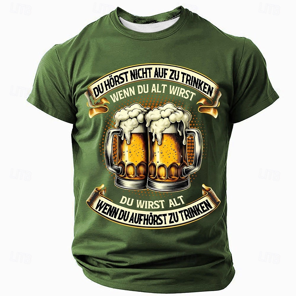 2025年 オクトーバーフェスト 男性用 ビール Tシャツ 半袖 Tシャツ 3Dプリント クルーネック シャツ ファッション 誇張された 日常 パーティー ストリート カジュアル ブラック ブルー グリーン 夏 春 衣類 S M L XL XXL XXXL  コレクション – $18.99 –P3