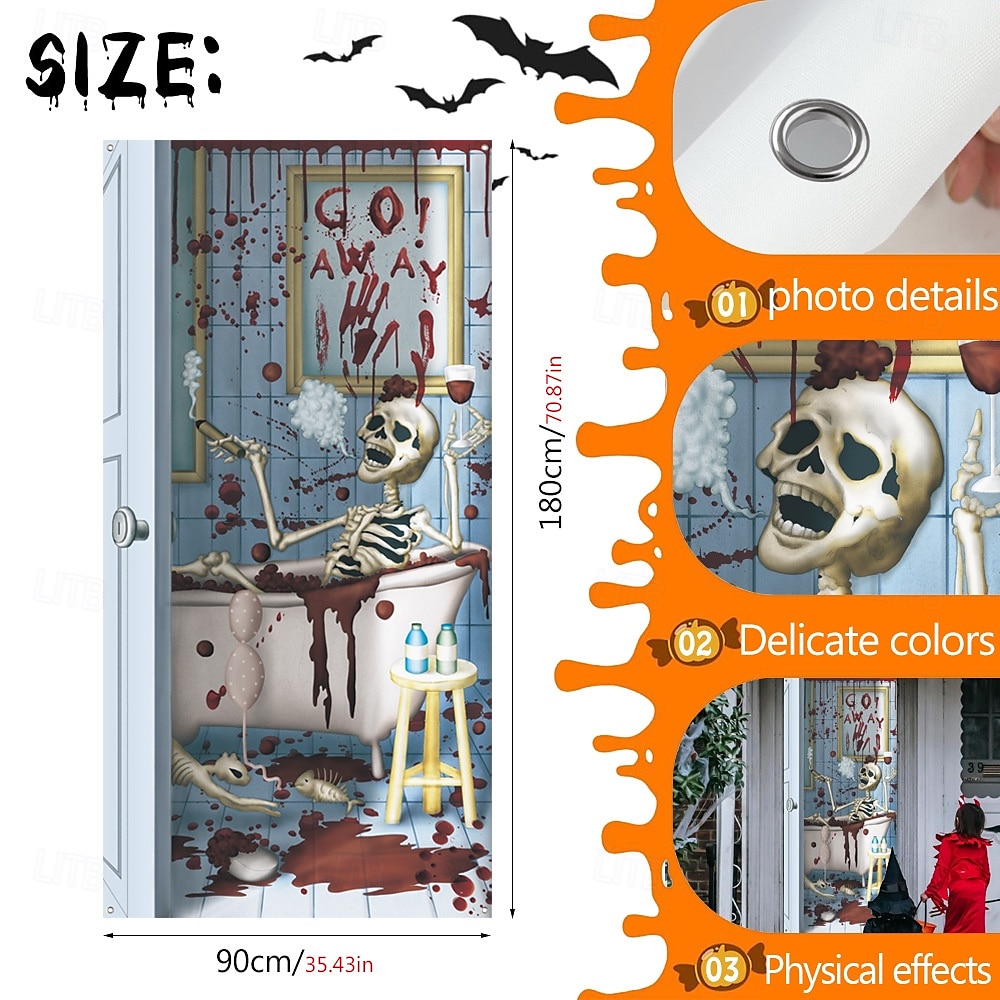 Halloween Türabdeckungen Werwolf Skelett Tür Gobelin Türvorhang Dekoration Kulisse Türbanner für Haustür Bauernhaus Urlaub Party Indoor Outdoor Deko Zubehör 2025 - $13.99 –P2