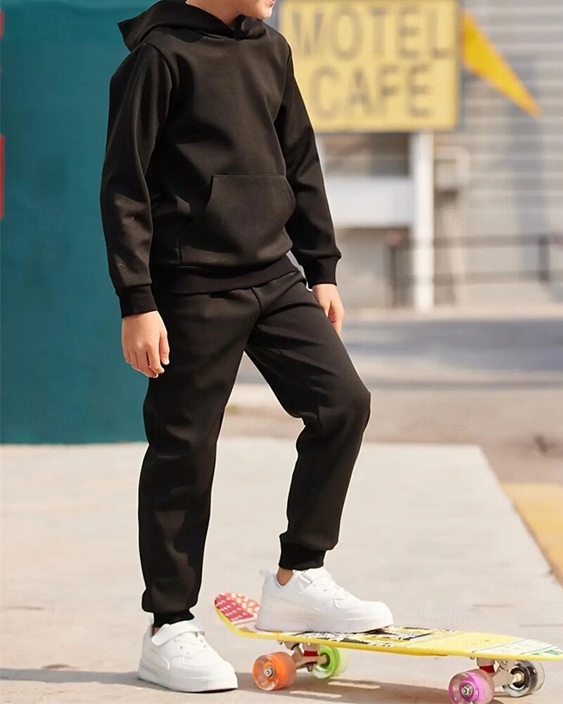 Ragazzi 3D Tinta unica Set Felpa con cappuccio & Pantaloni della tuta Tuta sportiva Tute da ginnastica Manica Lunga Primavera Autunno Quotidiano Essenziale Casual Bambini 4-12 Anni Con cappuccio del 2025 a $26.99 –P4