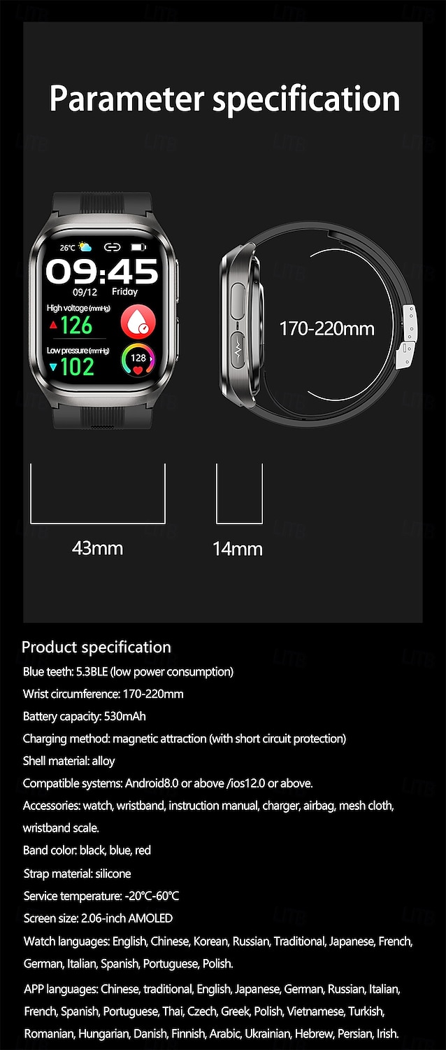 Воздушный насос Тип подушки точное измерение артериального давления ЭКГ электрокардиограмма мониторинг температуры шагомер Совместимость Bluetooth вызов с Android iOS Для женщин мужчин Долгий режим 2026 - $153.99 –P17