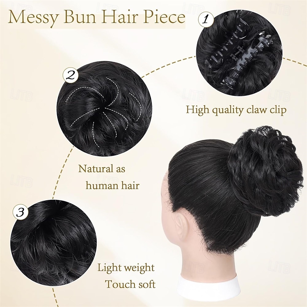 Messy Bun Hair Piece Wavy Claw Clip Messy Bun Hair Clip Synthetic Fake Buns Hairs Extensions Soft hairs buns Hairpieces for Women Daily Wear 2025 - $9.49 –P6