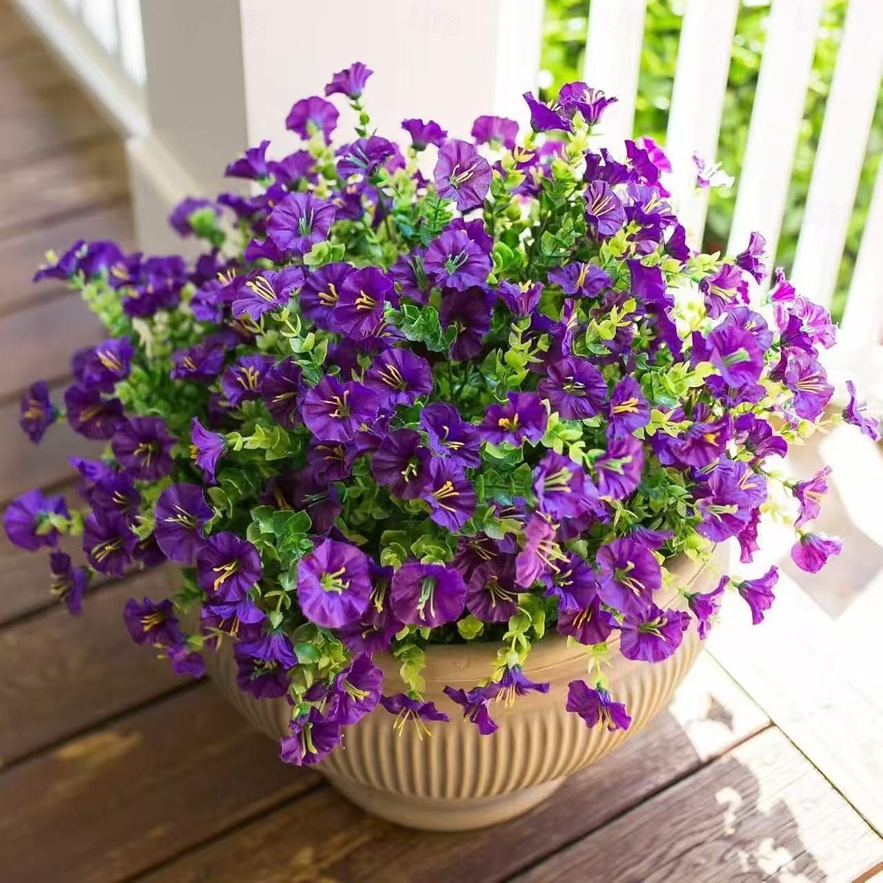 Pacote com 8 flores artificiais de ipomeia, flores de plástico duráveis e resistentes ao desbotamento para decoração de primavera, Páscoa, Dia dos Namorados, Dia das Mães, decoração de jardim de 2025 por $17.49 –P7