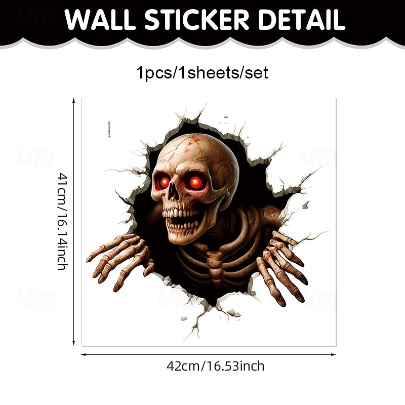 Halloween 3D Wall Sticker Zombie Breaking Wall Decal, Scary Self-Adhesive PVC Horror Wall and Floor Stickers for Bedroom Living Room Halloween Party Decoration 2026 - $9.99 –P7