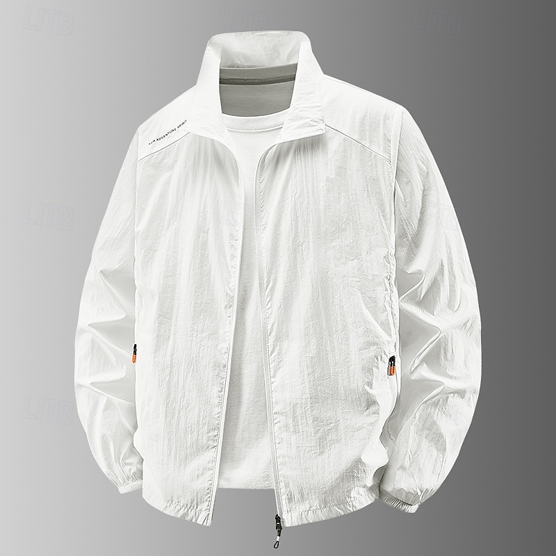 Hombre Chaqueta ligera Exterior Casual Portátil Protección solar UV Bolsillo Verano Primavera Otoño Color sólido Activo Vintage Cuello Vuelto Regular Gris oscuro Blanco Azul Marino Gris Ligero Verde 2026 - $18.49 –P5