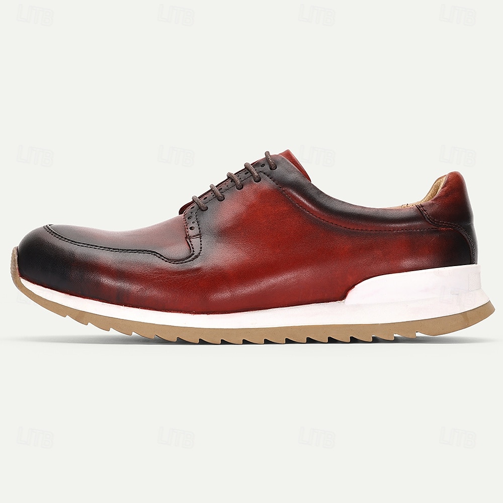 Premium röda lädersneakers för män med mjuk dämpning och slitstark yttersula - bekväm och snygg design, perfekt för vardagsbruk och helgutflykter 2025 - $109.99 –P2