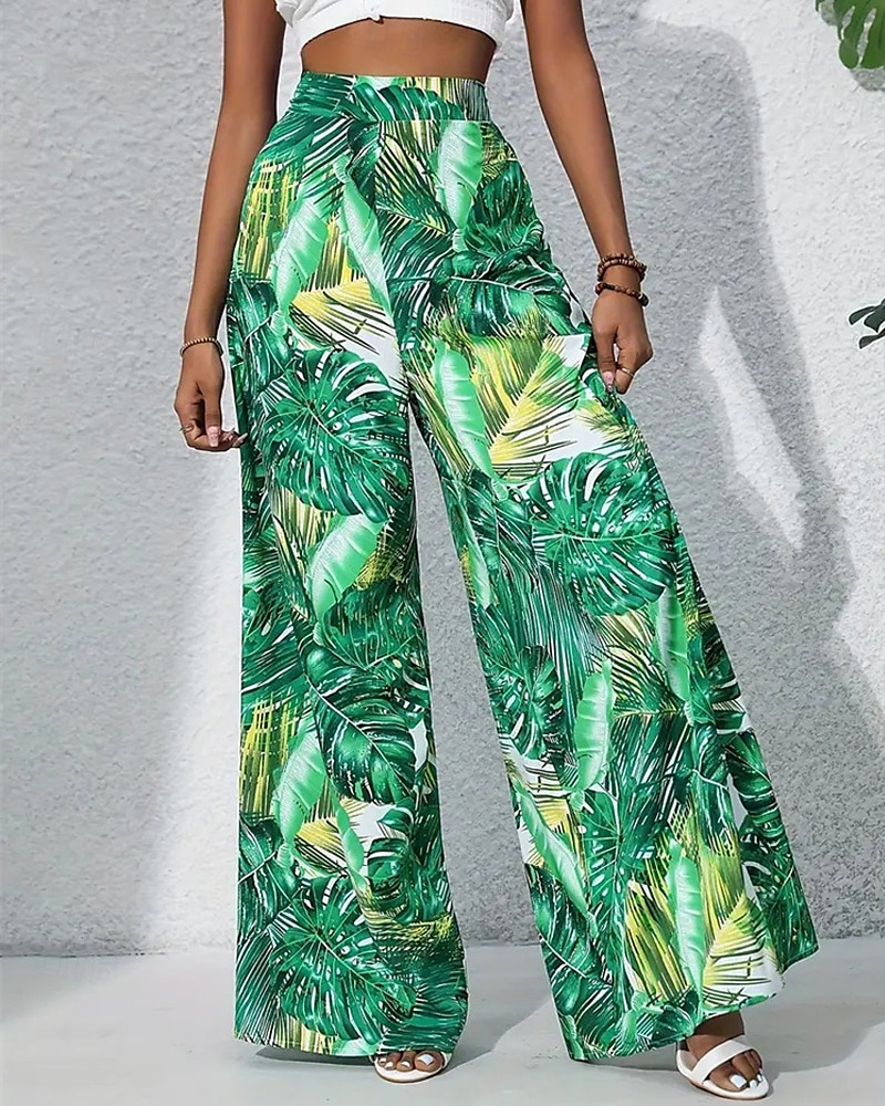 Per donna Gamba larga Pantaloni Casual Boho Lunghezza intera Vita Alta Piante Tasca Design con Coulisse Elastica Traspirabilità Morbido Micro-elastico Vacanza Streetwear Abbigliamento quotidiano del 2025 a $17.99 –P9