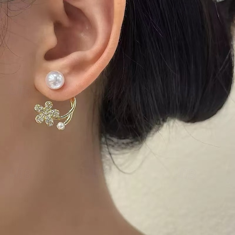 Per donna Orecchini a perno Tropicale Gioia Trifoglio Tropicale Elegante Orecchini Gioielli Oro Per Feste del 2026 a $11.49 –P4