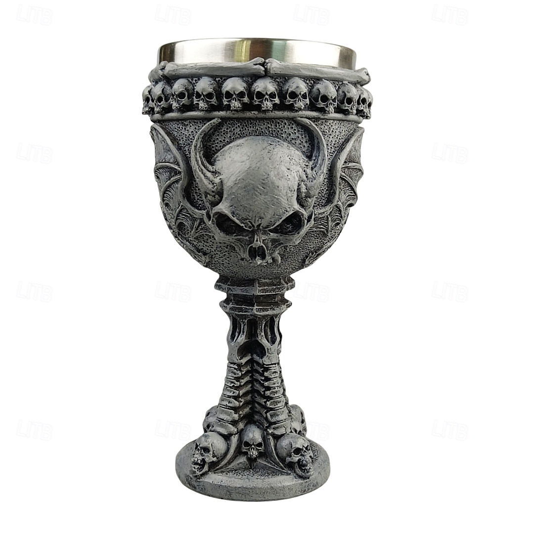 Taça de vinho com esqueleto de Halloween, taça de vinho tinto com caveira de diabo gótico e forro de aço inoxidável, decoração assustadora de Halloween para festa ou presente de 2025 por $19.99 –P6