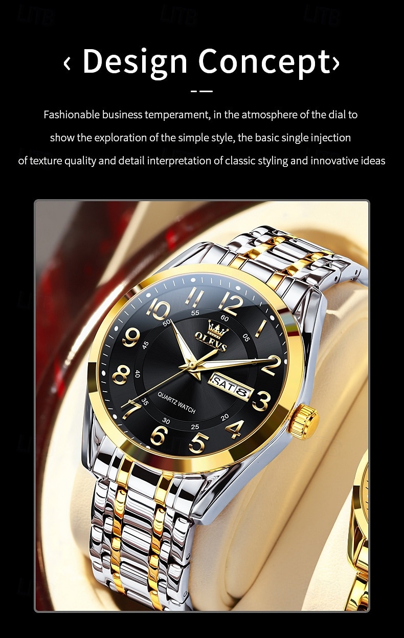 OLEVS 3666 Luxury Man Watch Stainless Steel Waterproof Dual Calendar Classic Large Digital Dial Original Quartz Watches 2025 - $32.99 –P2