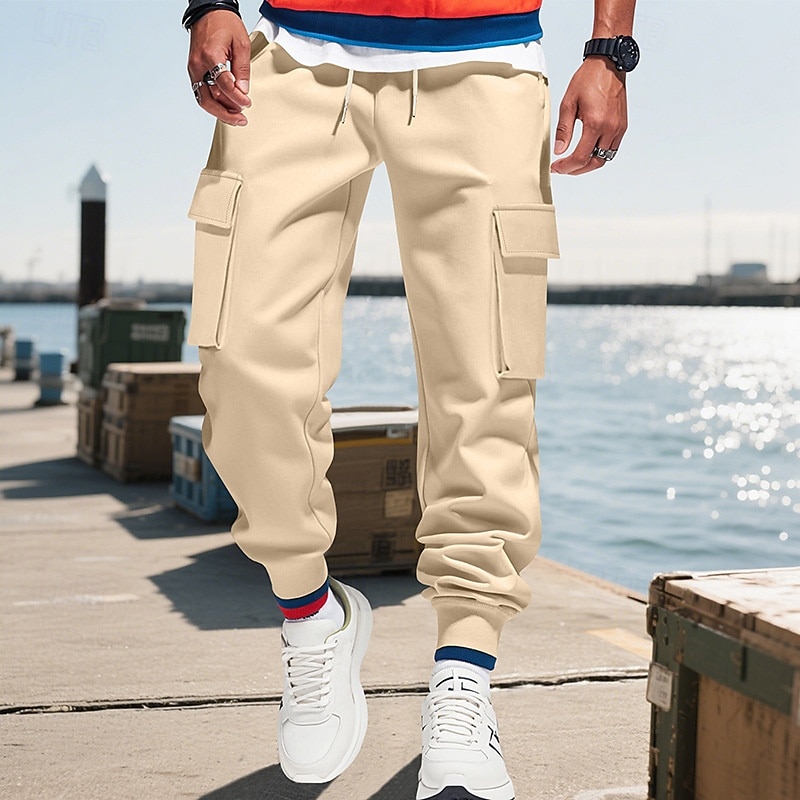 Per uomo Pantaloni Cargo Joggers Pantaloni Pantaloni da Tuta Cargo Elastico in vita Coulisse Multi-tasche Semplice Indossabile All'aperto Quotidiano Campeggio & Escursionismo Moda Classico Nero Rosso del 2025 a $20.99 –P15