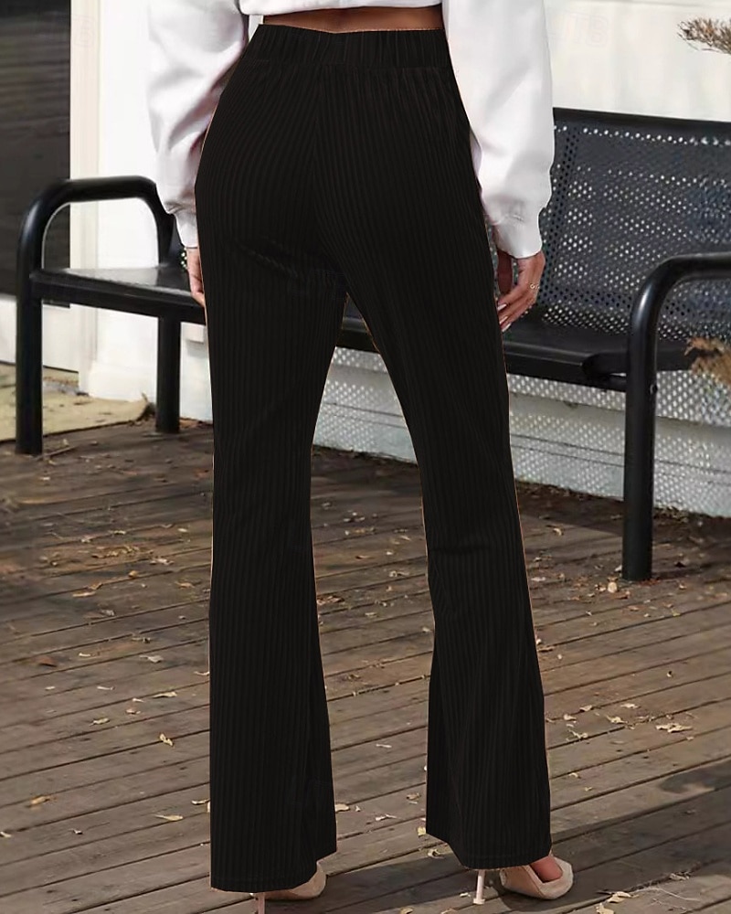 Per donna Pantaloni a zampa Pantaloni Eleganti Streetwear Casual Lunghezza intera Naturale Semplice Elastico in vita Comodo All'aperto Confortevole Vacanza Streetwear Marrone scuro Nero Rosa Autunno del 2025 a $19.99 –P9