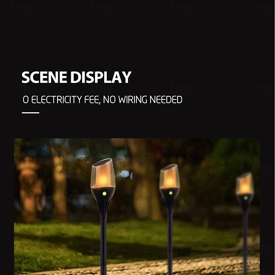 1 Pc Outdoor Waterproof Solar LED Torch Ground Plug Light Lawn Garden Courtyard Path Halloween Christmas Festival Flame Jumping Decorative Light Landscape Light 2026 - $16.49 –P1