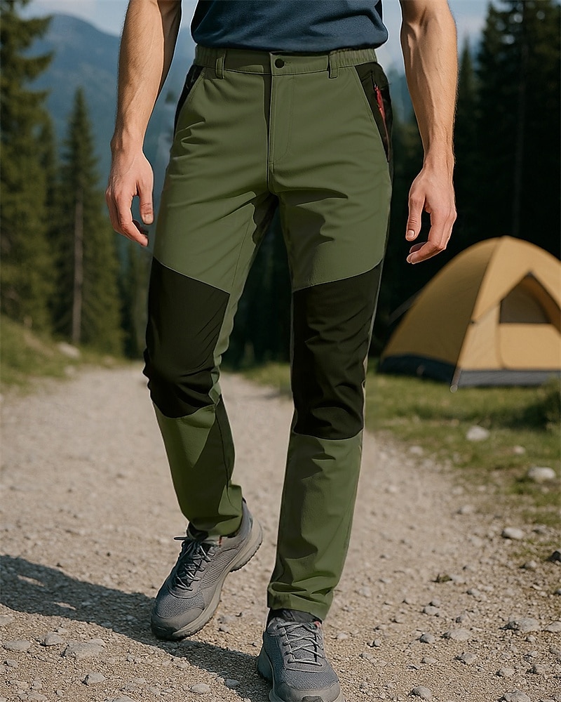 Voor heren Wandelbroek trainingsbroek Lapwerk Buiten Normale pasvorm waterdicht Winddicht Ademend Sneldrogend Broeken / Regenbroek / Overbroek Elastische taille Leger Groen Khaki Kamperen&Wandelen 2025 - $31.99 –P6