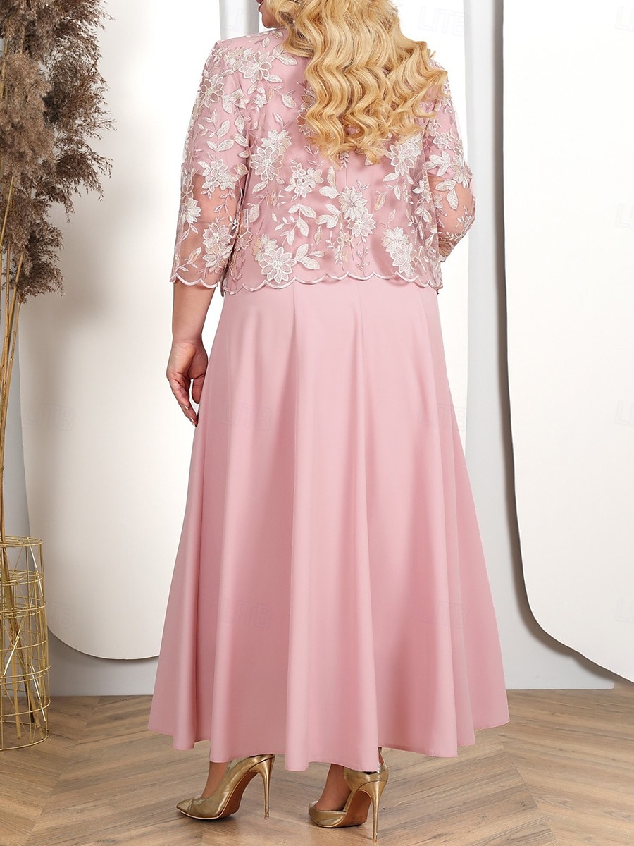 Per donna Taglie Forti Abito Semi-Formale Colore Puro Girocollo Mezza Manica Estate Primavera Elegante Abito Midi Formale Feste Vestito del 2025 a $44.99 –P2