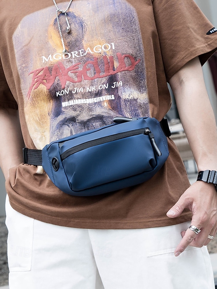 Marsupio impermeabile da uomo con strisce riflettenti - marsupio antigraffio, indossabile come borsa a tracolla, adatto per spostamenti quotidiani, viaggi e attività all'aperto del 2025 a $14.99 –P3