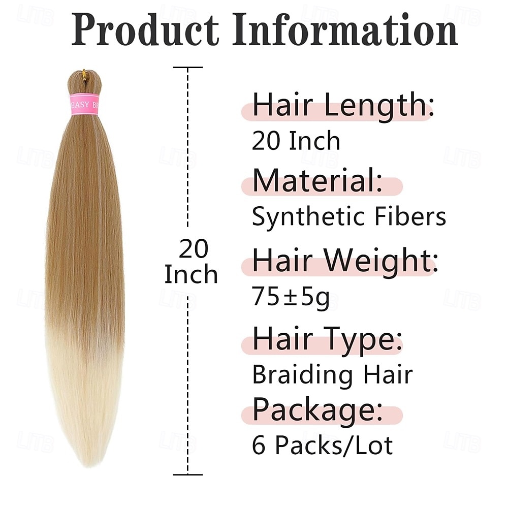 Blonde Braiding Hair Pre Stretched20 Inch 6 Pack Prestretched Ombre Braiding Hair Extensions for Women Synthetic Soft Yaki Texture Crochet Braids Hair Extensions 2026 - $42.99 –P2
