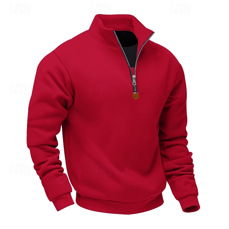 Hombre Sudadera Sudadera con un cuarto de cremallera Albaricoque Negro Blanco Vino Rojo Media cremallera Plano Deporte Diario Festivos Poliéster Ropa de calle Básico Casual Primavera Otoño Ropa 2025 - $21.99 –P11
