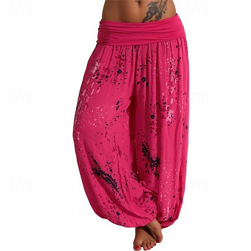 Mujer Pantalones Pantalones palazzo Moda Boho Longitud total Media cintura Estampado Cintura elástica Confortable Cómodo Microelástico Calle Ropa Cotidiana Noche Blanco Amarillo Rosa Verde Ejército 2025 - $19.99 –P14