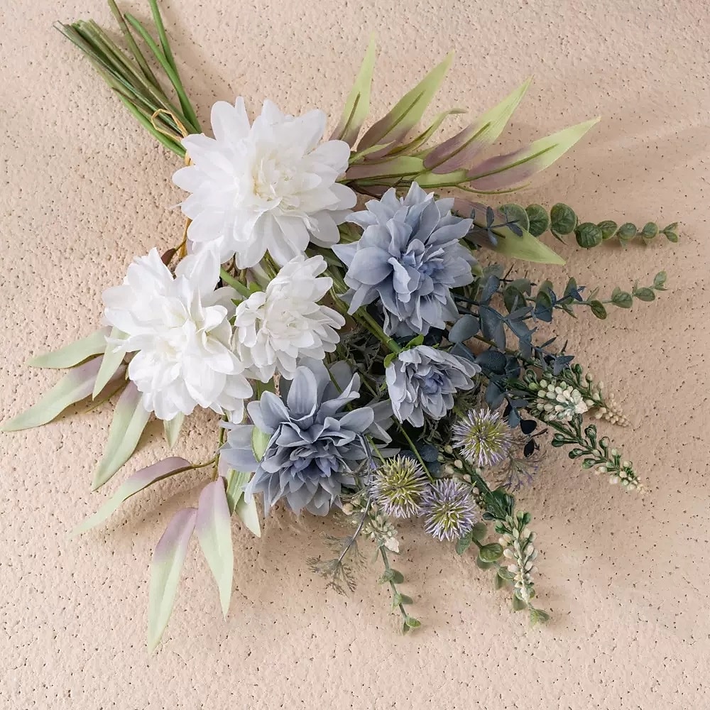 1 bunt kunstig dahliablomsterbukett, falsk grønnsaksblomster til bryllupsdekorasjon, realistisk imitert blomsteroppsats til hjemmet, arrangementet, festens midtpunkt 2025 - $23.99 –P5