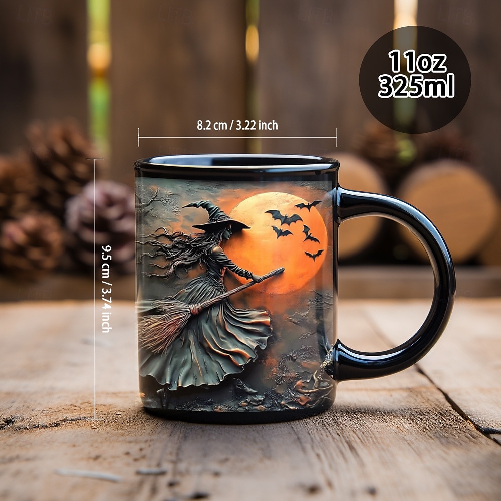 Halloweenský dárkový hrnek, keramický hrnek na kávu s čarodějnickou tématikou 330 ml/12 oz, strašidelný halloweenský hrnek pro ženy, přátele, milovníky wiccanské inspirace, vánoční dekorace nebo dárek 2025 - $12.99 –P12