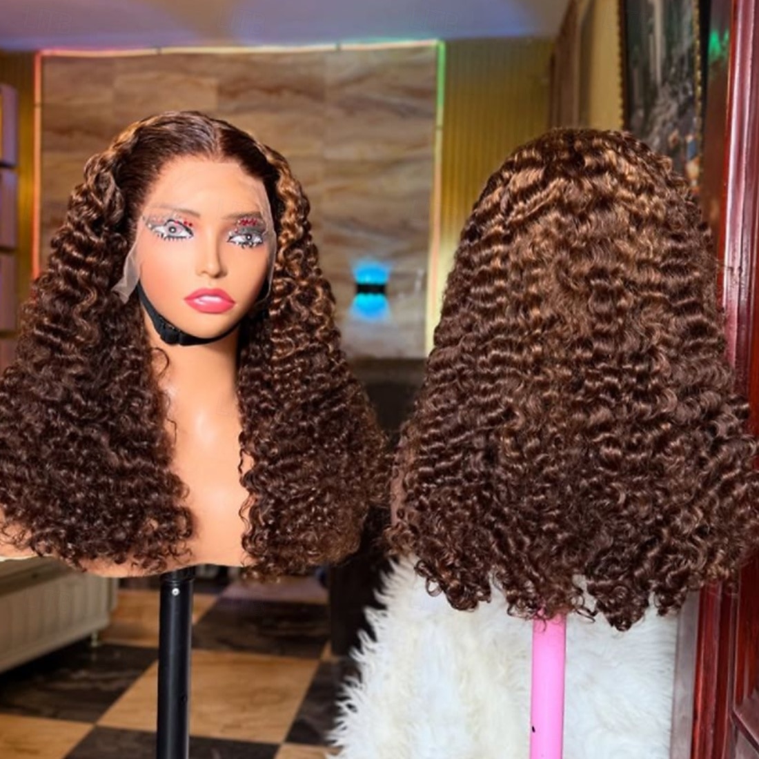 Remy Human Hair 5x5 Closure 13x4 Lace Front Wig Free Part Vietnamese Hair Curly Brown Wig 130% 150% Density with Baby Hair 100% Virgin Glueless Pre-Plucked For Women Long Human Hair Lace Wig 2026 - $341.79 –P2