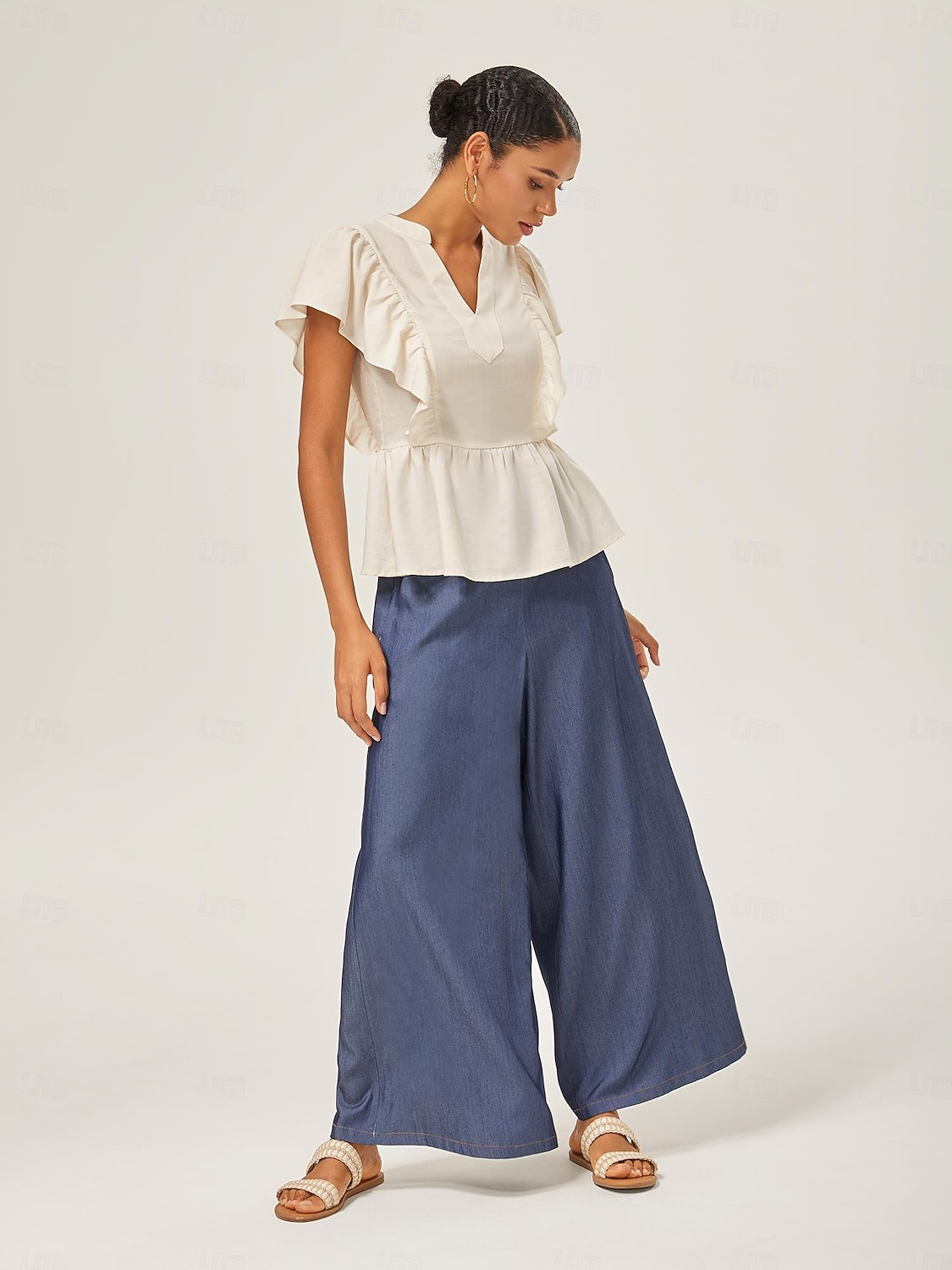 Per donna Femminile Culotte Gamba Larga Lunghezza intera Elegante Casual Casuale Blu scuro Tutte le stagioni XS S M del 2025 a $82.99 –P3