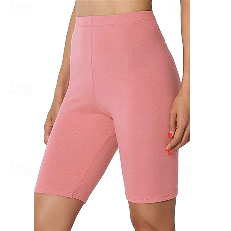 Dam Shorts Damasker Streetwear Ledigt Knelängd Hög midja Slät Elastisk midja Mateial som andas Elastisk Semester Gata Dagliga kläder Vin Svart Vit Rosa Sommar Normal 2025 - $11.99 –P2