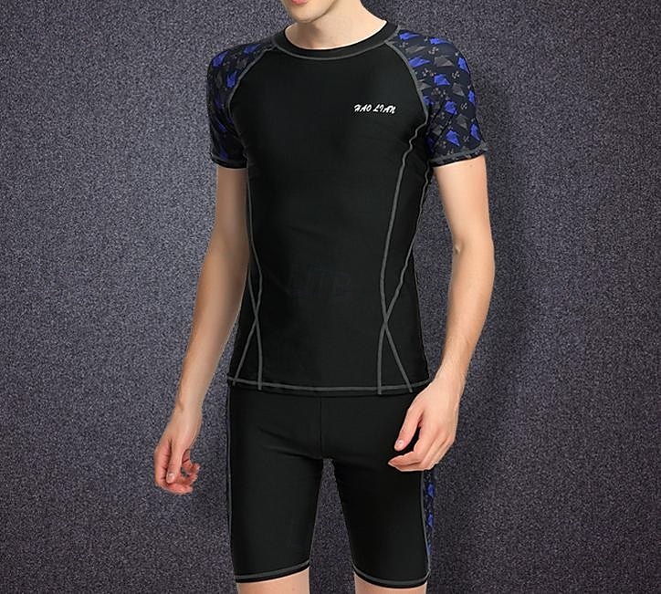 Miesten Rashguard-uimapuku UPF50+ Nopea kuivuminen Lyhythihainen Uima-asut Uimapuku 2-osainen Uinti Lainelautailu Tilkkutäkki Kesä 2025 - $28.79 –P2