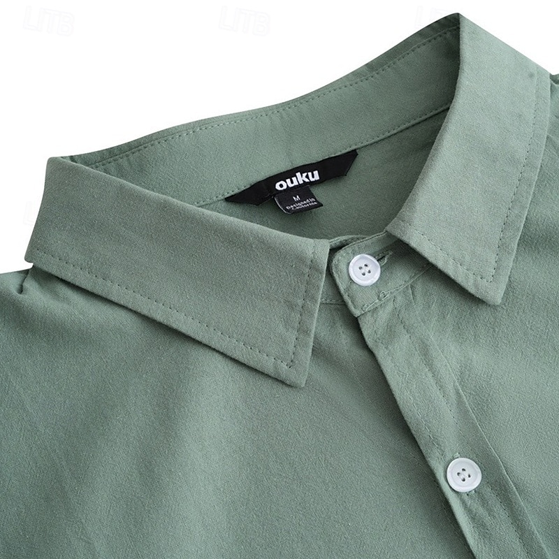 Herren Hemd Leinenhemd Sommerhemd Knopfhemd Cargohemd Einfarbig Urlaub Straße Weiß + Grün Weiß + Khaki Grün+Khaki Blau+Khaki Langarm Umlegekragen Bekleidung Tasche 2025 - $29.99 –P8